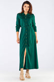 Stylish Maxi Dress with Shirt Top and Trapeze Bottom
