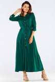 Stylish Maxi Dress with Shirt Top and Trapeze Bottom