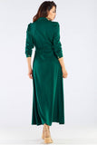 Stylish Maxi Dress with Shirt Top and Trapeze Bottom