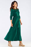Stylish Maxi Dress with Shirt Top and Trapeze Bottom