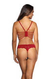 Elegant Embroidered Brazilian Thong with Red Lace & Tulle