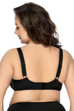 Elegant Black Soft Bra for Larger Breasts with Bow Detail