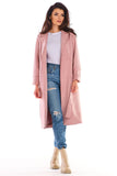 Elegant Suede Ladies Coat with Waist Tie - Made in Poland