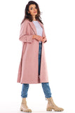 Elegant Suede Ladies Coat with Waist Tie - Made in Poland