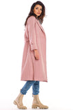 Elegant Suede Ladies Coat with Waist Tie - Made in Poland