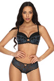 Lace & Mesh Classic Cut Ladies Briefs in Navy Blue