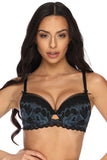Embroidered Tulle Push-Up Bra with Adjustable Straps