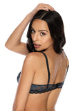 Embroidered Tulle Push-Up Bra with Adjustable Straps