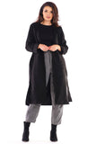 Elegant Suede Ladies Coat with Waist Tie - Made in Poland