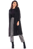 Elegant Suede Ladies Coat with Waist Tie - Made in Poland
