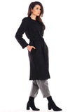 Elegant Suede Ladies Coat with Waist Tie - Made in Poland