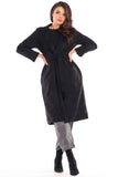 Elegant Suede Ladies Coat with Waist Tie - Made in Poland