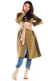 Chic Autumn Suede Women's Coat with Belted Waist