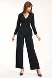 Ultra Feminine Jumpsuit with Tie Belt and Envelope Neckline
