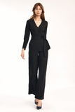 Ultra Feminine Jumpsuit with Tie Belt and Envelope Neckline