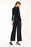 Ultra Feminine Jumpsuit with Tie Belt and Envelope Neckline