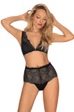 Lace-Trimmed Two-Piece Black Lingerie Set