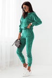 Luxurious Velour Tracksuit Set with Hooded Sweatshirt
