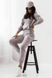 Velour Hooded Sweatshirt and Trousers Tracksuit Set