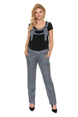 Maternity Dungarees with Detachable Top Panel - black / S/M