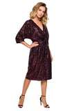 Sequin Envelope Dress with Adjustable Belt and Lining