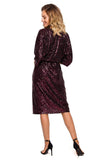 Sequin Envelope Dress with Adjustable Belt and Lining