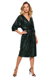 Sequin Envelope Dress with Adjustable Belt and Lining