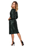 Sequin Envelope Dress with Adjustable Belt and Lining