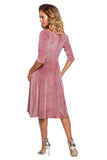 Versatile Velour Midi Dress with Two Neckline Styles