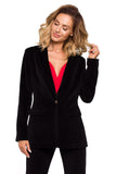 Elegant Velour Knit Jacket with Gold Buttons