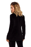 Elegant Velour Knit Jacket with Gold Buttons