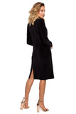 Classic Velour Jacket Dress with Gold Buttons and Collar