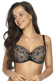 Delicate Lace Trim Soft Bra with Mesh Dots and Bow