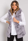 Grey Hooded Ladies' Vest with Hook Fastening
