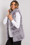 Grey Hooded Ladies' Vest with Hook Fastening