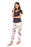 Feminine Two-Piece Pajamas with Floral Design