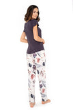 Feminine Two-Piece Pajamas with Floral Design