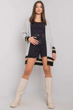 Grey Knitted Cardigan - Open Front Design, Cozy Knit