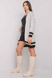 Grey Knitted Cardigan - Open Front Design, Cozy Knit