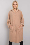 Black Women's Hooded Coat with Zipper and Pockets