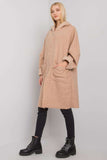 Black Women's Hooded Coat with Zipper and Pockets