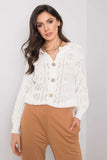 Ecru Long Sleeve Unzipped Sweater in Soft Acrylic Blend