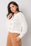Ecru Long Sleeve Unzipped Sweater in Soft Acrylic Blend