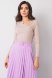 Beige Asymmetrical Neckline Long Sleeve Blouse