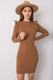 Light Brown Pinstripe Ruffle Dress for Any Occasion