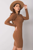 Light Brown Pinstripe Ruffle Dress for Any Occasion