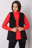 Black Fur Vest with Hook-and-Eye Closure and Lining