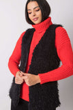 Black Fur Vest with Hook-and-Eye Closure and Lining