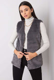 Graphite Fur Vest with Hook-and-Eye Fastening