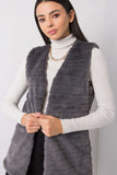 Graphite Fur Vest with Hook-and-Eye Fastening